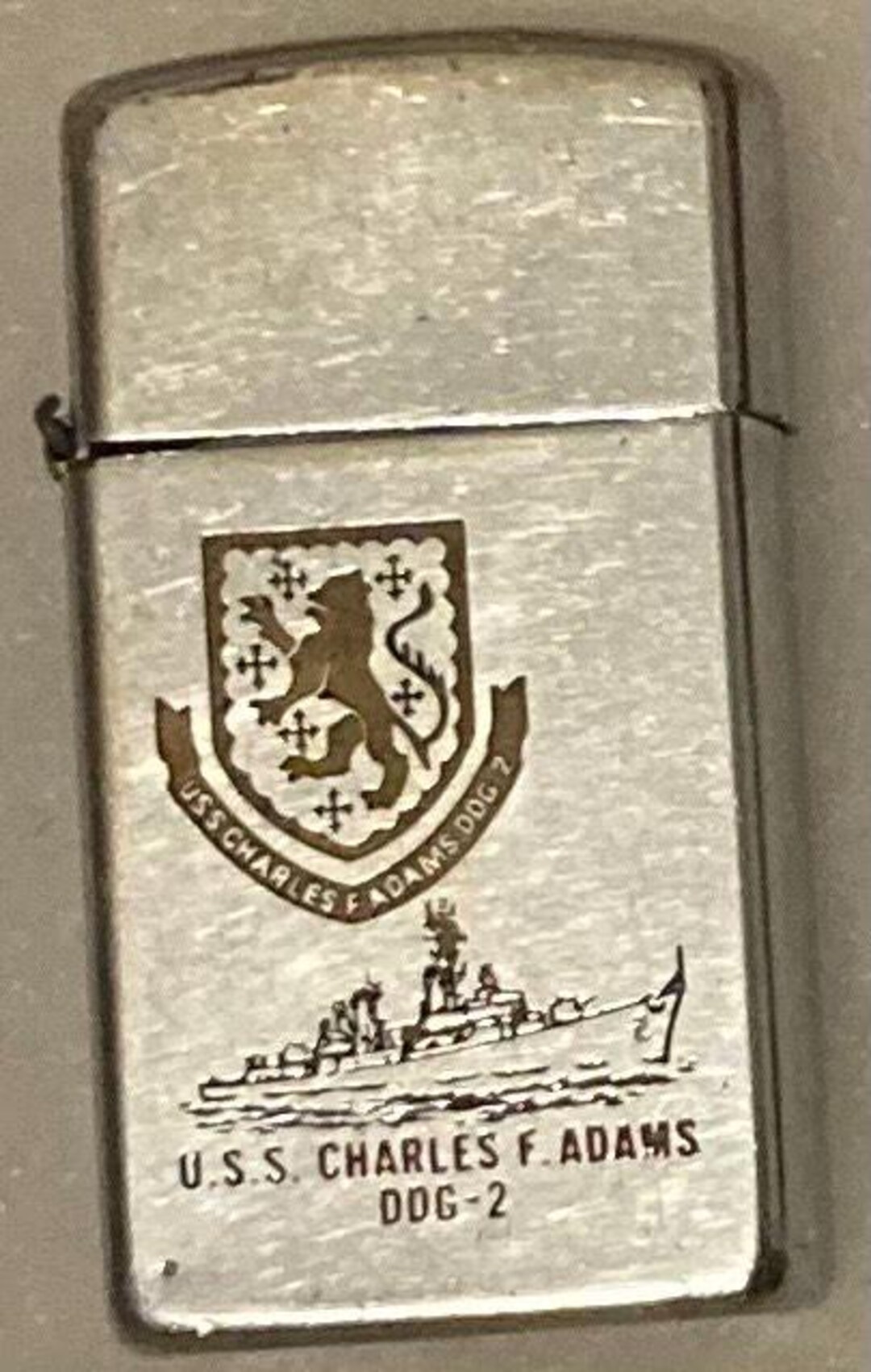 Vintage Metal Zippo, U.S.S. Charles F. Adams, DDG-2, Guided