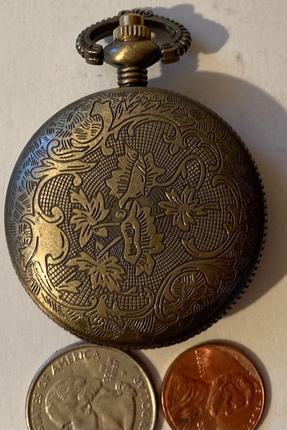 Vintage Metal Pocket Watch, Star, Clock, Time, St… - image 4