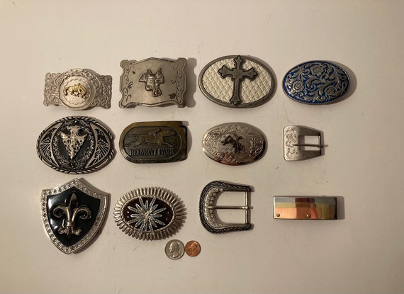 Vintage Lot of 12 Nice Western Style Belt Buckles… - image 2