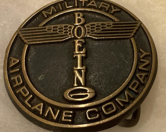 Vintage metalen gesp, massief brons, Boeing, Military Airplane Company, ruimtevaart, ingenieurs, vliegtuigen, mooi westers ontwerp