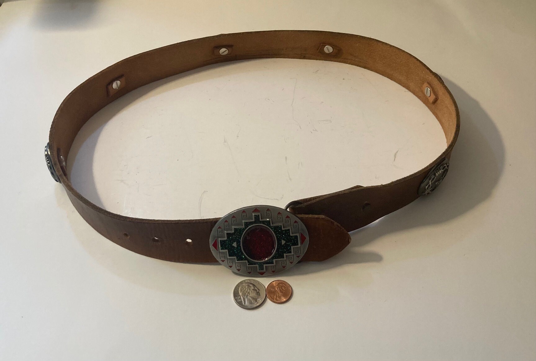 Vintage 1995 Leather Belt. Vintage 1995 Tony Lama Western Tooled Leather Belt Size 38  main image 3