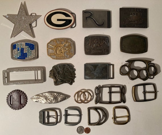Vintage Lot of 21 Belt Buckles, Indian, Eagle, St… - image 2