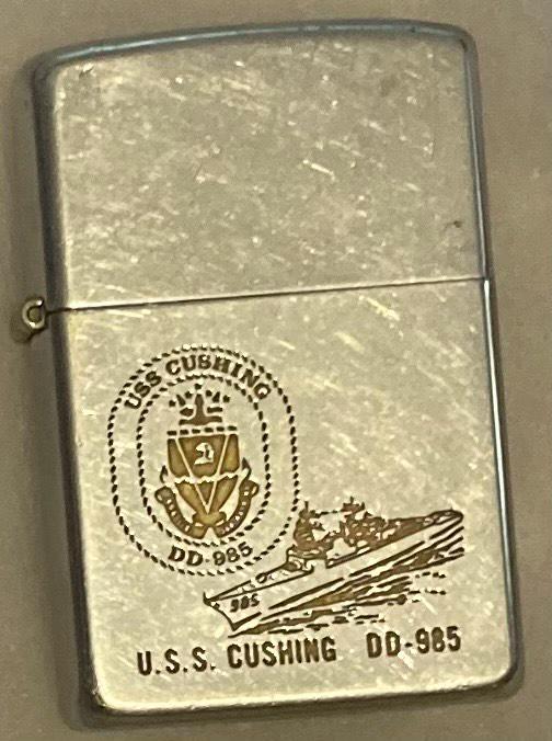 Vintage Metal Zippo, U.S.S. Cushing DD-985, Destroyer Ship, Navy