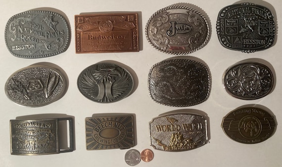 Vintage Lot of 12 Assorted Different Belt Buckles… - image 2