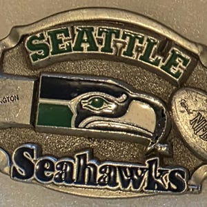 Seattle Seahawks handmade beaded belt buckle Seahawks beaded medallion design main image 2