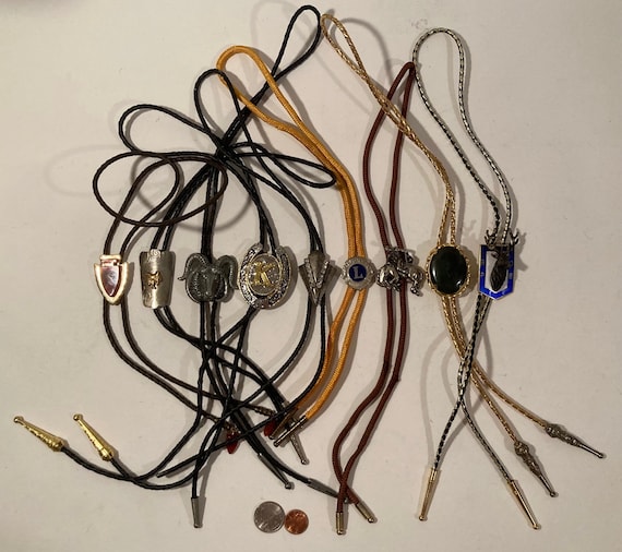 Vintage Lot of 9 Metal Bolo Ties, Arrowhead, Moun… - image 1
