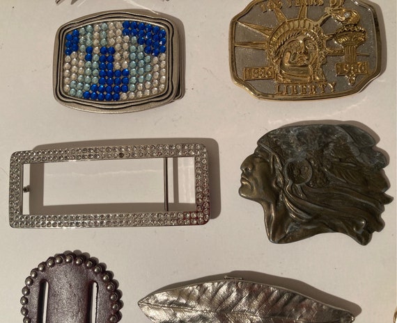 Vintage Lot of 21 Belt Buckles, Indian, Eagle, St… - image 5