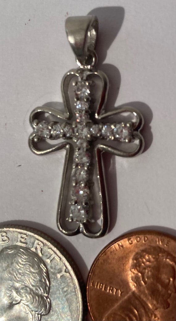 Vintage Sterling Silver 925 Metal Cross, Crucifix… - image 2