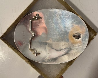 Vintage 2001 Metal Belt Buckle, Silver and Brass, Montana  display picture 1
