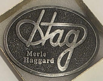 Vintage Metal Belt Buckle, Hag, Merle Haggard, Country Music, Nice Design