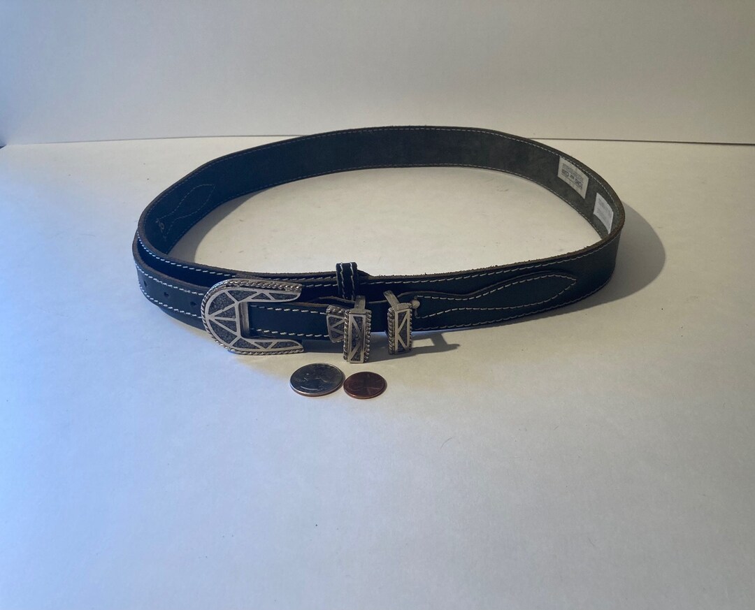 Vintage Leather Black and Silver Belt and Buckle, Size 30 to 34 Hand Tooled, Silver, Crushed Malachite, Turquoise, Quality, Made in France - Etsy UK Vintage Leather Black and Silver Belt and Buckle, Size 30 to 34 Hand Tooled, Silver, Crushed Malachite, Turquoise, Quality, Made in France - Etsy UK