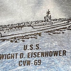 Vintage Metal Zippo, USS Dwight D. Eisenhower, CVN-69, Aircraft Carrier Ship. Navy, Command, Zippo, Made in USA, Cigarettes, More