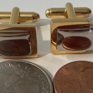 Vintage metalen zilveren en messing manchetknopen set, kwaliteit, mooi, gemaakt in de VS, mode, pakken, stijl, plezier