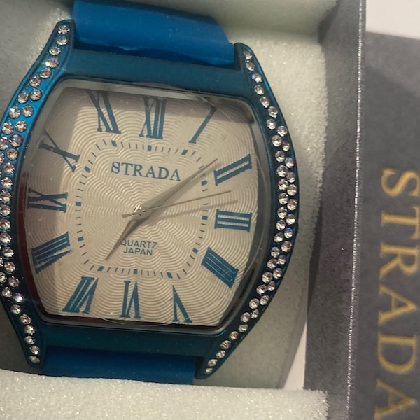 Vintage Wrist Watch, Strada, Peacock Blue, Watch, Clock, Time, Quality, In Nice Box