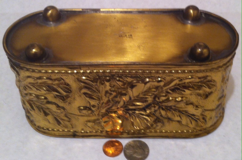 8 x 4 12 x 3 Home Decor Shelf Display Table Display Leaf Design Brass Legs Made in England Vintage Metal Brass Planter