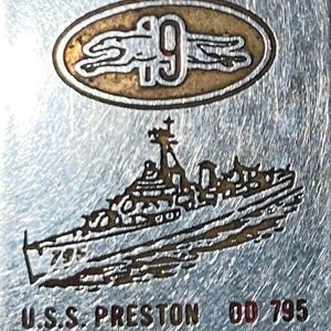 Encendedor Zippo vintage de metal, U.S.S. Preston DD-795, destructor. Marina, Comando, Zippo, Hecho en EE. UU., Cigarrillos, Más