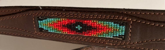 Vintage Leather Belt, Nice Native Beaded Design, … - image 4