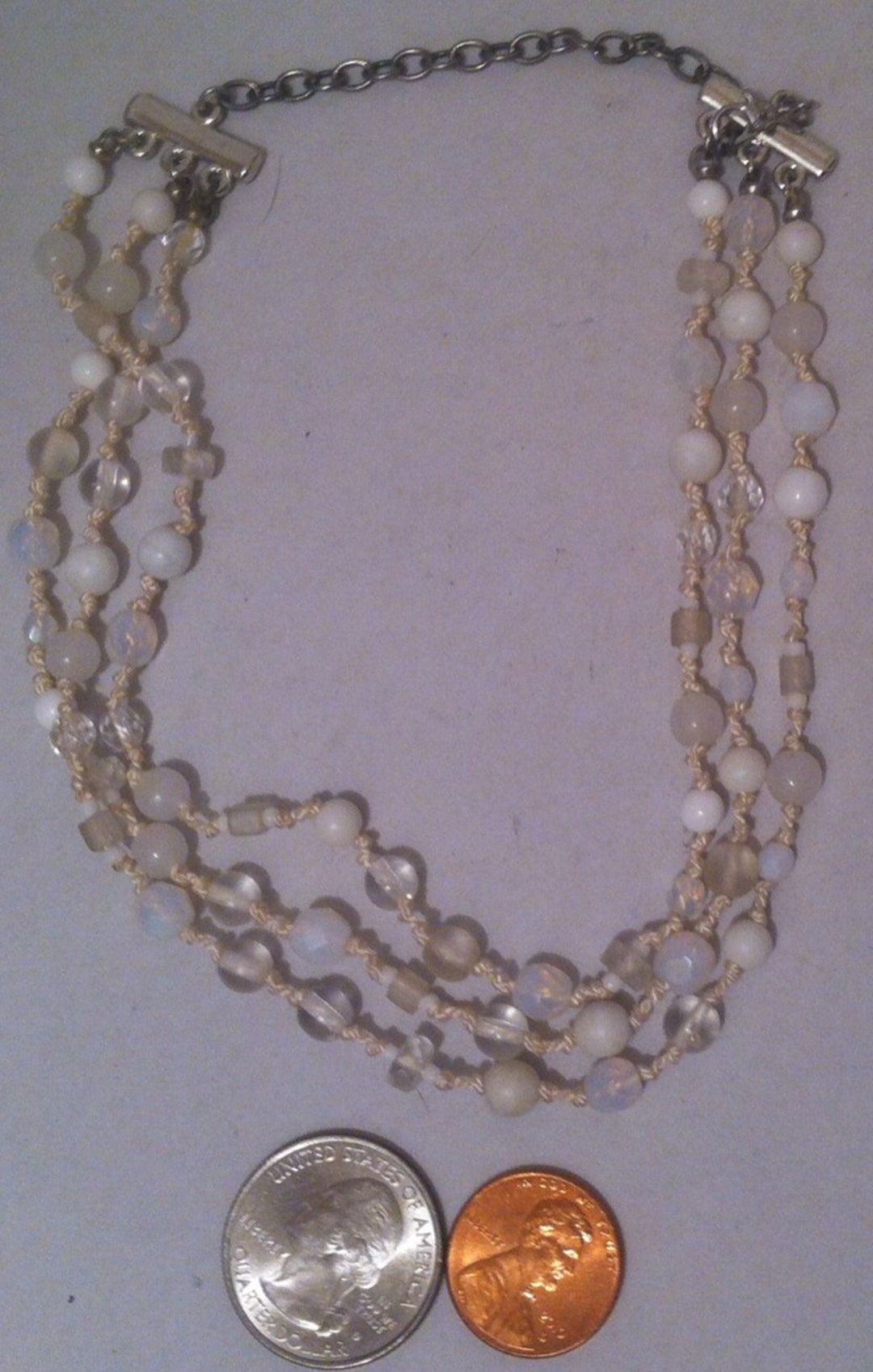 Collier Ras Du Cou Vintage En Résine Beige - Longueur 40 Cm - Bijou Fantaisie Femme - Modèle #K14