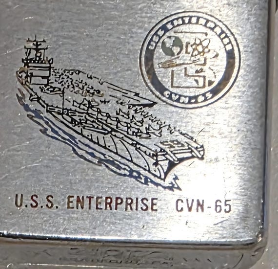 Vintage Metal Zippo, USS Enterprise CVN-65, Aircraft Carrier Ship
