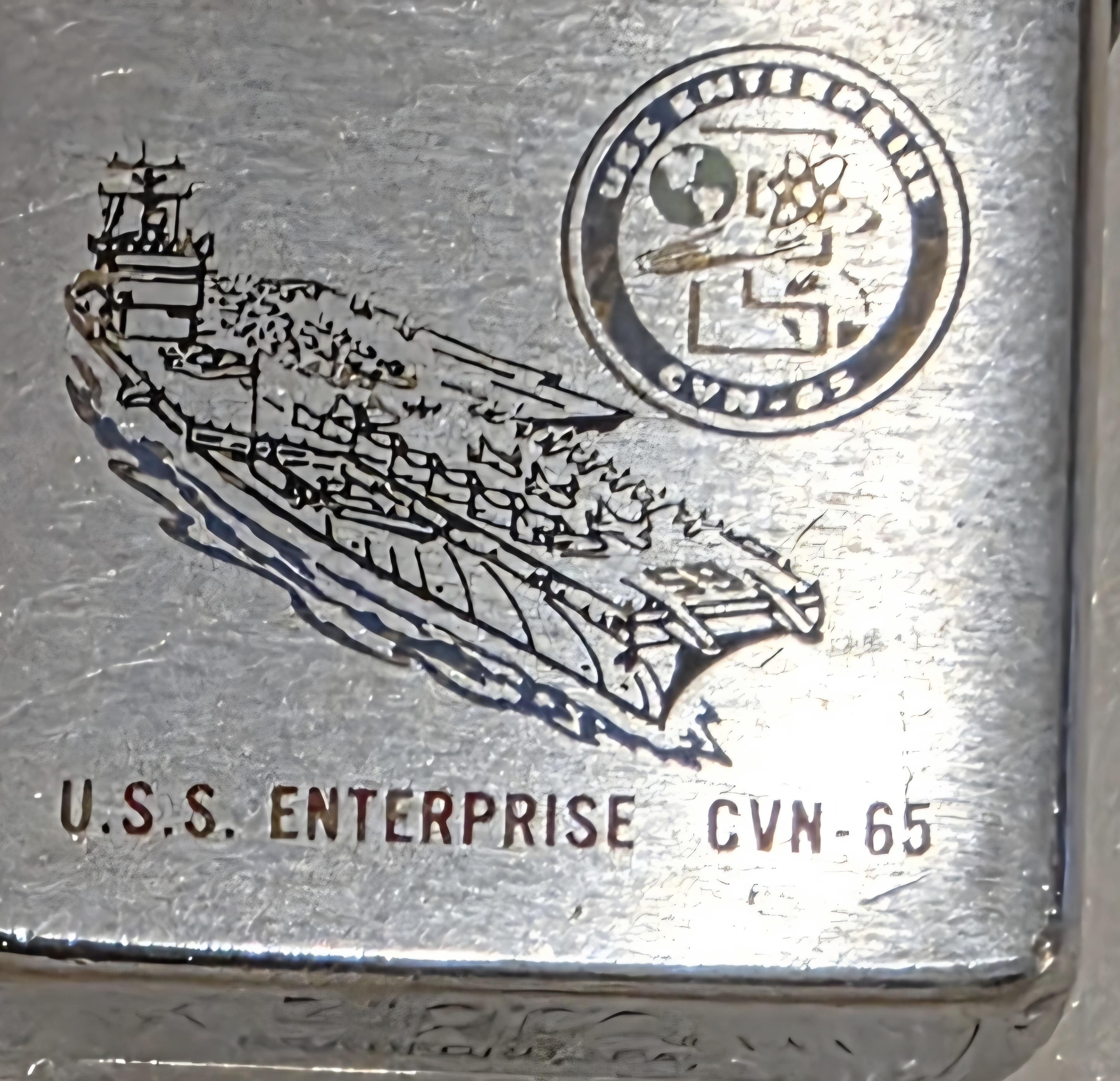 Vintage Metal Zippo, USS Enterprise CVN-65, Aircraft Carrier Ship