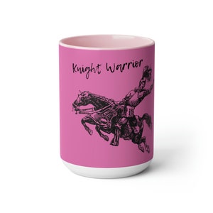 Knight Warrior Horse POD Two-Tone Coffee Mugs, 15oz