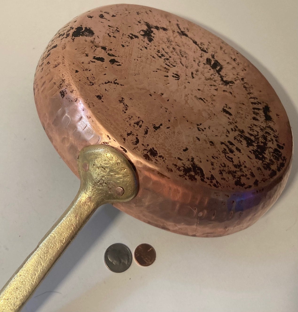 Vintage Metal Copper and Brass Frying Pan, Cooking Pan, Kitchen