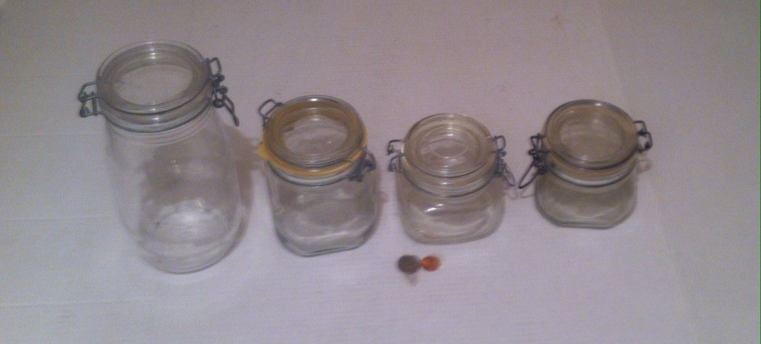 ヴィンテージ 4個セット 各種密閉容器ジャー イタリア製 頑丈ガラス