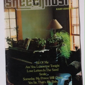 Vintage 1979 Sheet Music Magazine, Are You Lonesome Tonight, Lover Letters in The Sand, Smile, Yes Sir, That&#39;s My Baby, All Of Me, Vintage