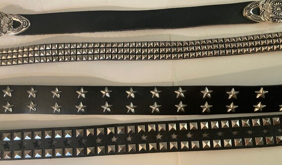 Vintage Lot of 4 Assorted Leather Belts, Rhinesto… - image 6