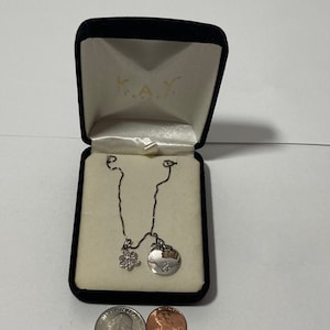 Vintage Sterling Silver Necklace, Nice Pendant with Design, and Sparkly Smaller Pendant, Very Nice Unique Design, Kay Jewelers, Quality