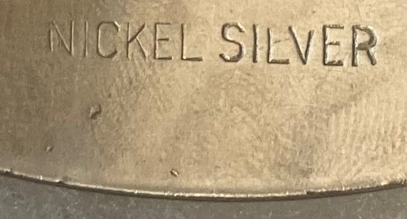 Vintage Metal Belt Buckle, Nickel Silver and Bras… - image 5
