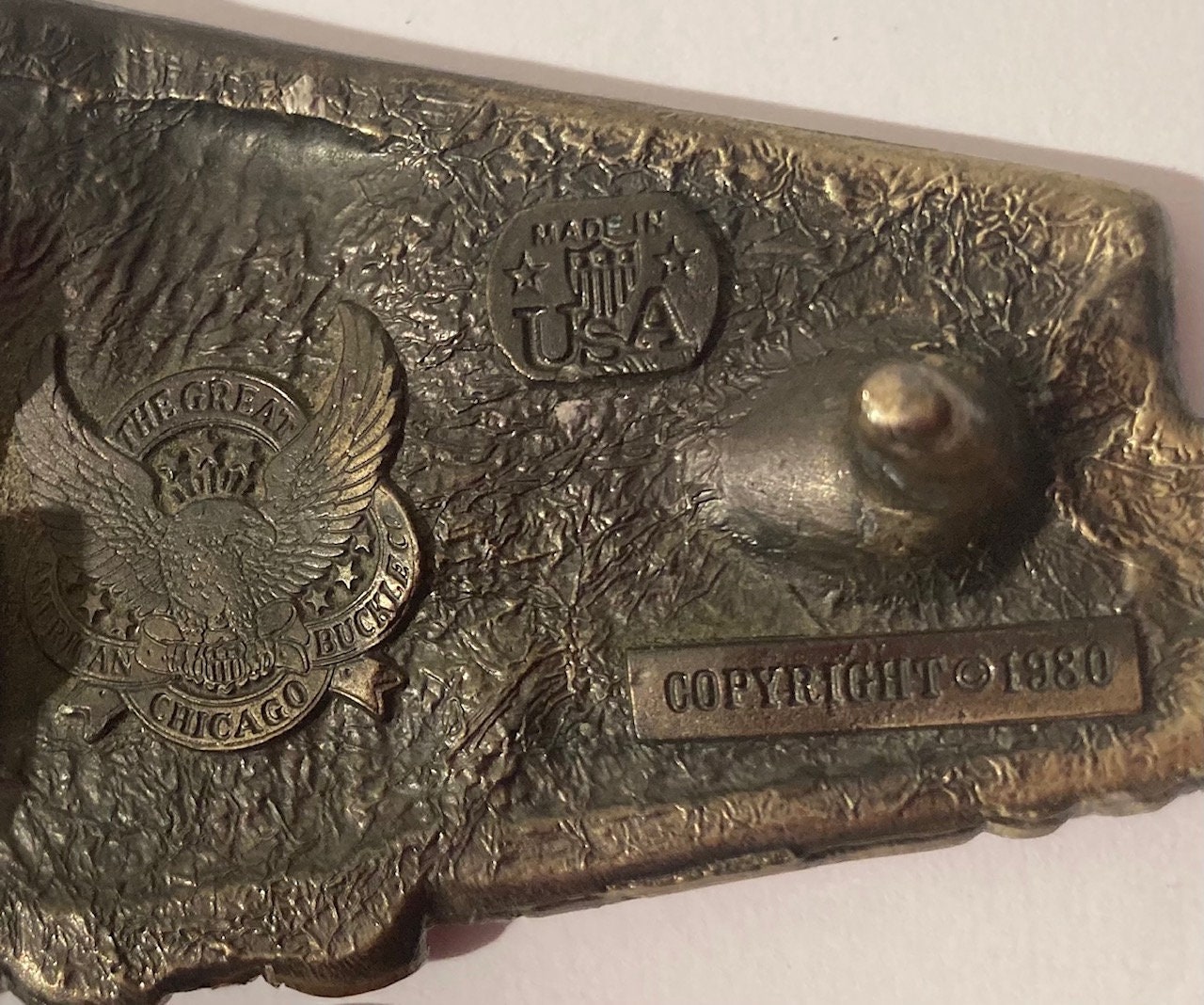 Vintage 1980 Metal Pewter Belt Buckle, Train, Steam Engine  display picture 3