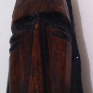 Vintage Wooden Man Face Statue, Bearded Man, Wood Hand Carved Statue Sculpture, 9 1/2&quot; Tall, Home Decor, Shelf Display, Art, Quality Wood