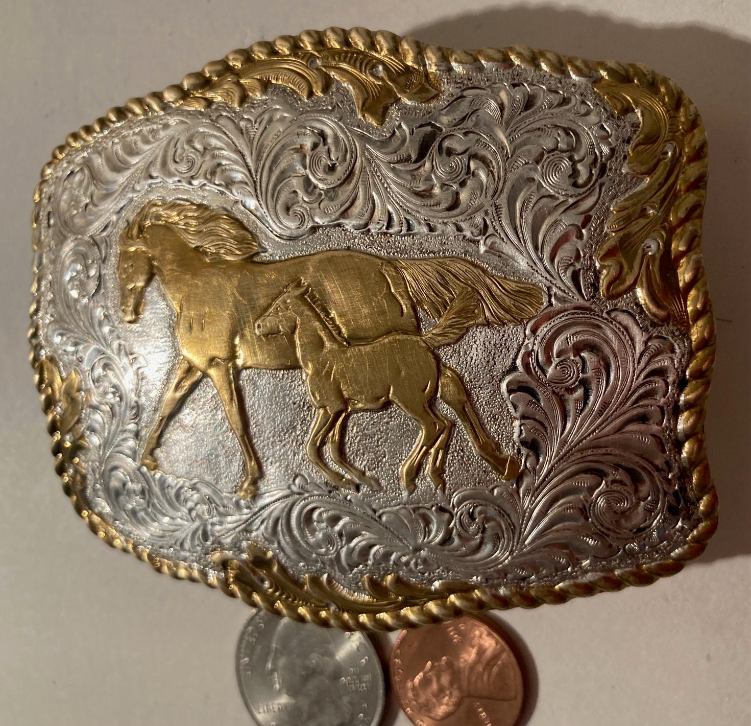 Custom Engraved Crumrine Belt Buckle - 3-1/4x4-1/4