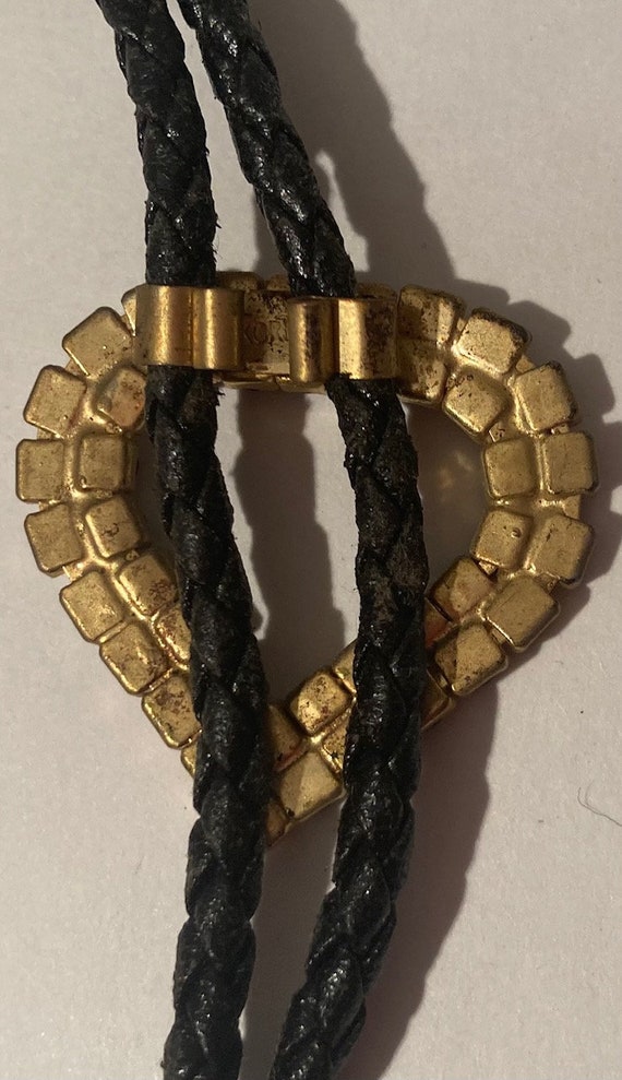 Vintage Metal Bolo Tie, Brass, Heart Shape, Nice … - image 6