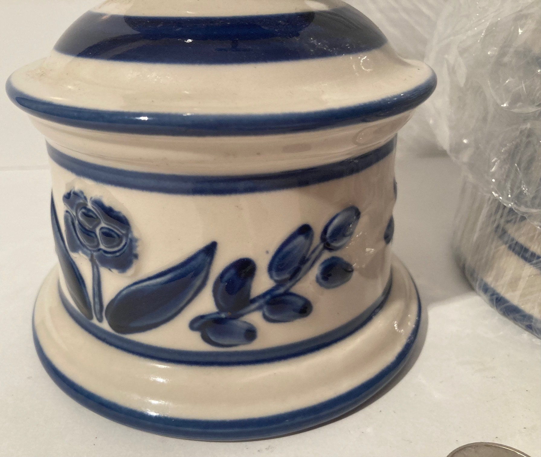 Pied De Lampe En Céramique Bleue Et Blanche Asie Chine