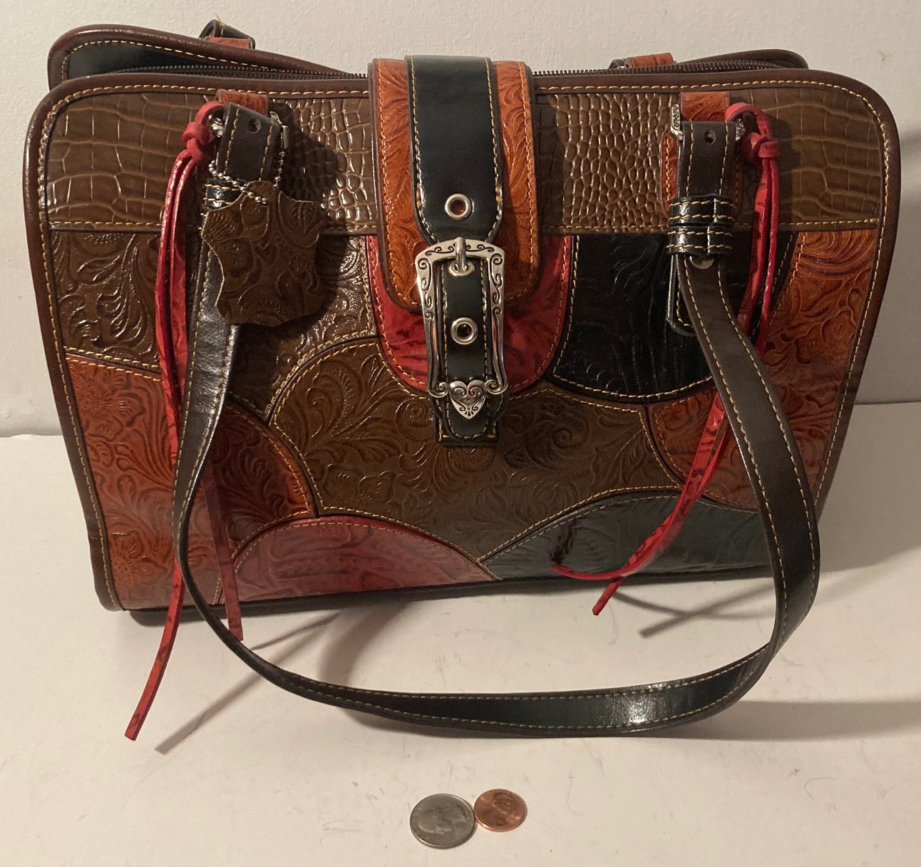 M.C. Marc Chantal brown croc leather shoulder bag – The Frockery