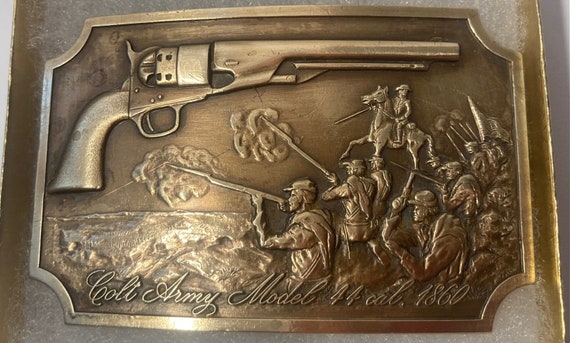 Vintage Metal Belt Buckle, Colt Army Model 44 Cal… - image 2