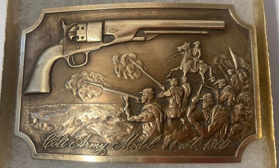 Vintage Metal Belt Buckle Colt Army Model 44 Cal Sam Colt Model 1860 Nice Design 3 1 4 X 2 1 4 Heavy Duty Quality Etsy