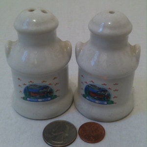 Vintage Salt and Pepper Shakers, Set of Vintage Salt & Pepper Shakers, Crater Lake, Old Fashioned Milk Can Design, Kitchen Decoration, Decor
