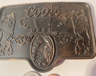 Vintage Metal Belt Buckle, Adolf Coors, Beer, Quality. Colorado, Nice Western Design, 4" x 3/4", Heavy Duty, Quality, Made in USA