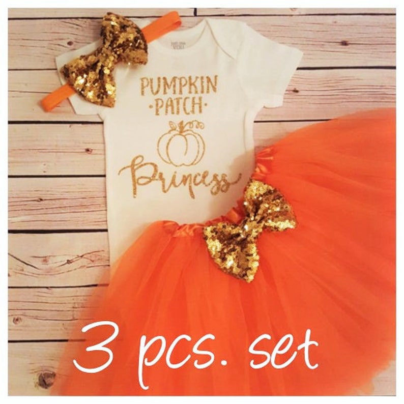 fall tutu set,orange and gold tutu set,pumpkin patch princess tutu outfit,orange tutu,girl,baby,infant clothing Pumpkin Patch tutu outfit