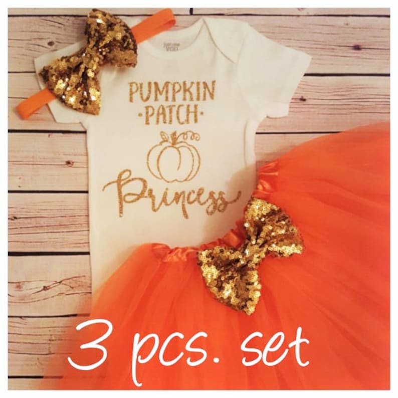 fall tutu set,orange and gold tutu set,pumpkin patch princess tutu outfit,orange tutu,girl,baby,infant clothing Pumpkin Patch tutu outfit
