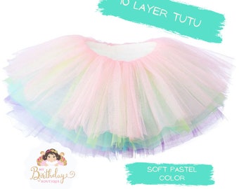Pastel Rainbow tutu skirt, Rainbow Tutu, Rainbow Baby Tutu, 10-layer Rainbow Tutu, 1st birthday, Unicorn Rainbow Tutu