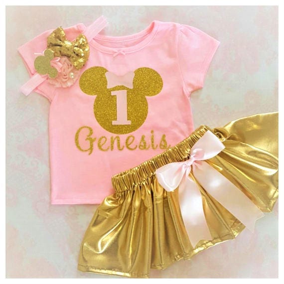 Vestito di rosa e oro di Minnie Mouse vestito di compleanno | Etsy Italia