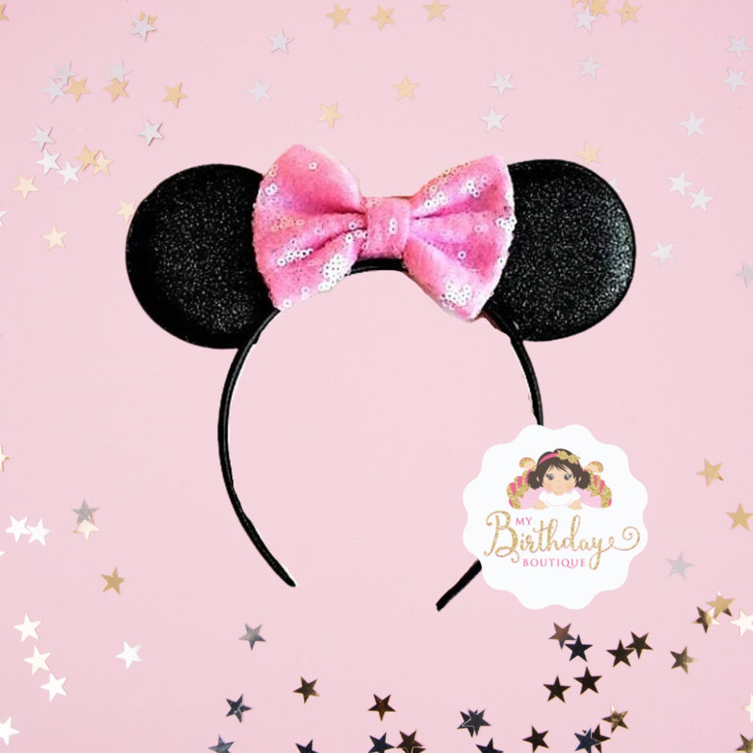 Diadema rosa y negra de minnie mouse ears, orejas de Minnie