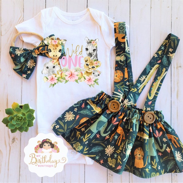 Safari Wild une tenue d’anniversaire,Première tenue d’anniversaire fille,Première tenue de fille d’anniversaire,Wild une fille première tenue d’anniversaire,safari jungle