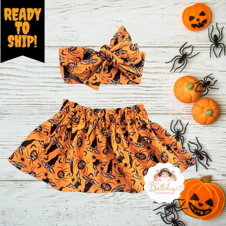 Baby Girl Halloween Outfitgirls Halloween Outfit Pumpkin Etsy
