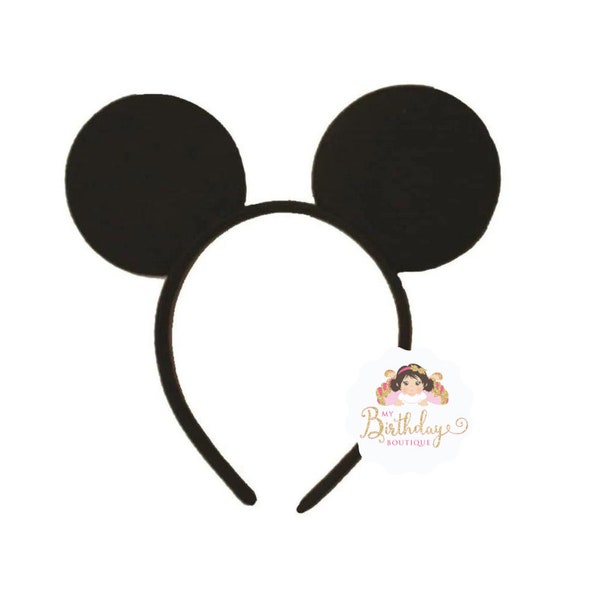 Black Mickey Mouse Inspired Ears on a black standard headband