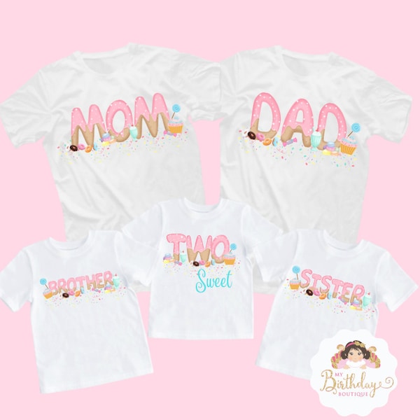 Family Donut Birthday Shirts, Birthday Crew Shirts, TWO Sweet Shirts, Donut Birthday party, Mom Dad Donut Shirts, Brother Donut, Sister